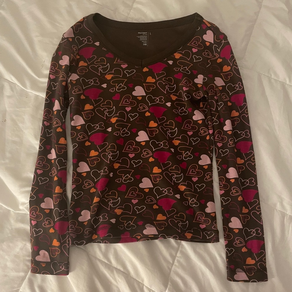 brown y2k heart top
